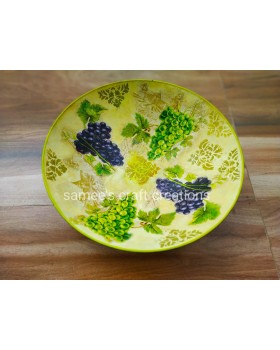 Grape themed decoupaged big sized bowl, Handcrafted bowl
